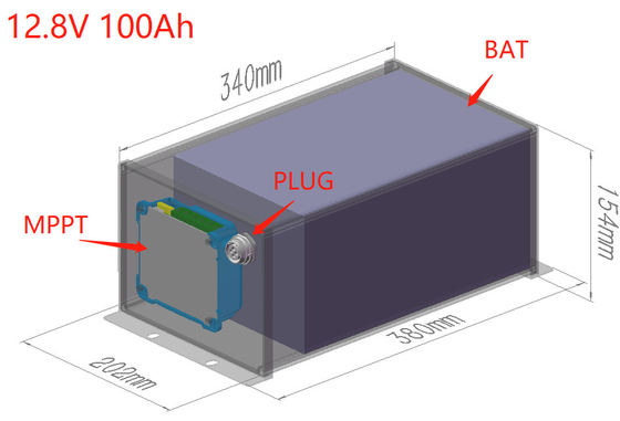 LiFePO4 12V 100Ah सौर स्ट्रीट लाइट लिथियम बैटरी बीएमएस एमपीपीटी ऑल इन वन