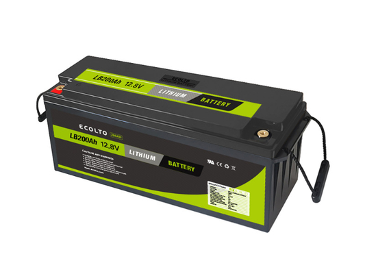 12V 200Ah LiFePO4 लिथियम बैटरी हल्के उच्च तापमान रेंज निः शुल्क रखरखाव