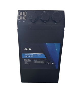 ECOLITE फास्ट चार्जिंग LiFePO4 पोर्टेबल एनर्जी स्टोरेज लिथियम बैटरी 12.8v 80A