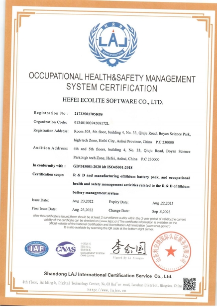 चीन HEFEI ECOLITE ENERGY CO., LTD. प्रमाणपत्र